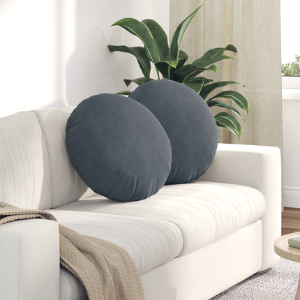 Sittkuddar 2 st Sammet Mörkgrå Ø50 x 19 cm