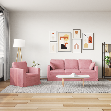 Soffset 2 st Rosa Sammet