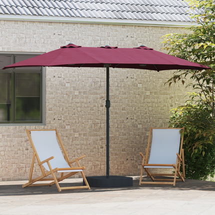 Trädgårdsparasol Bordeaux Röd 385 x 209 x 244 cm Polyester