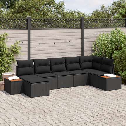 Trädgårdsoffset 8 st 7-Antal sittplatser Svart Polyrattan