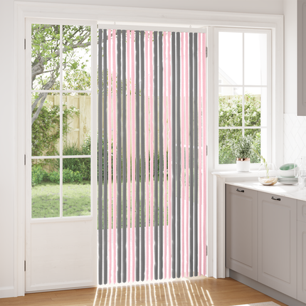 Insektsgardin Chenille Silvergrå och Rosa 100 x 220 cm 100% PP