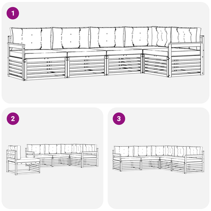 Utomhussoffset 6 st Vit och antracit Polyester