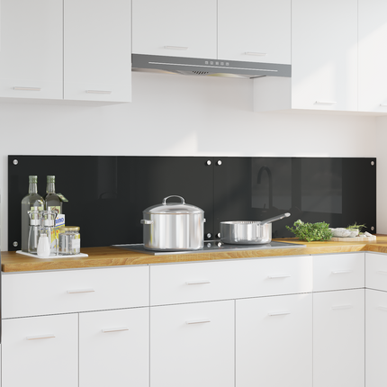 Köksskydd 2 st Svart 100 x 40 cm härdat glas