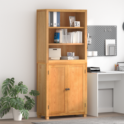 Förvaringsmöbelset 2 st Naturlig 80 x 35 x 185 cm Massivt Ekträ