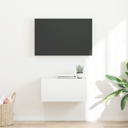 TV Vägghylla 60 x 31 x 29,5 cm Glansig Vit Konstruerat trä