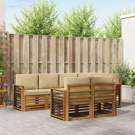 Utomhussoffset 7 st Naturlig och Beige Polyester