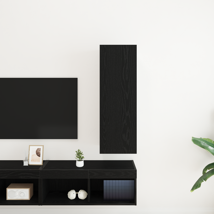 Vägg TV Skåp 30,5 x 30 x 90 cm Svart Ek Konstruerat trä