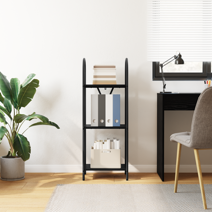 Hyllsystem 3 nivåer 40 x 30 x 109 cm Konstruerat trä Svart Ek