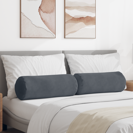 Bolsterkuddar 2 pcs Mörkgrå Ø 25 x 70 cm Kordread tyg