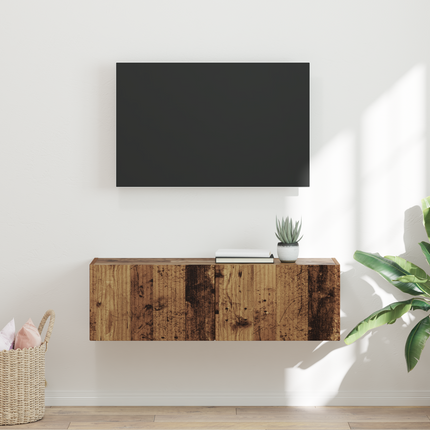 TV Vägghylla 98 x 31 x 29,5 cm Gammalt trä Konstruerat trä