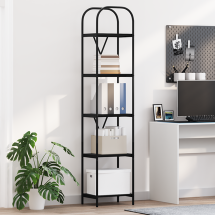 Hyllsystem 5 nivåer 40 x 30 x 183 cm Konstruerat trä Svart Ek