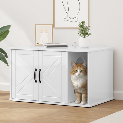 Katt hus Glansig Vit 85 x 55 x 50,5 cm Konstruerat trä