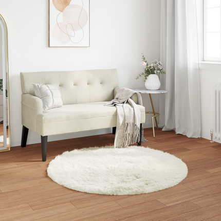Fuskfäll matta TAFALLA Vit Ø 80 cm Polyester