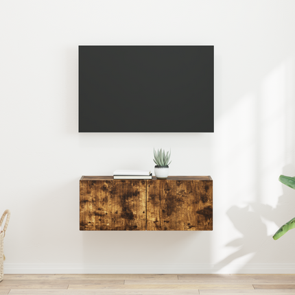 TV Vägghylla 2 st Rökt ek Konstruerat trä