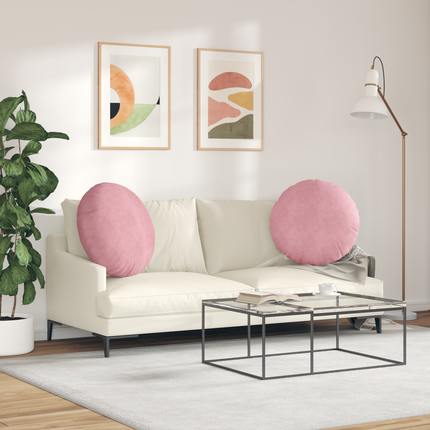 Sittkuddar 2 st Sammet Rosa Ø60 x 21 cm