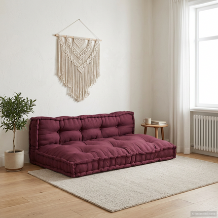 Pallettsoffa Kudde 2 st Tyg Bordeaux 120 x 80 x 38 cm