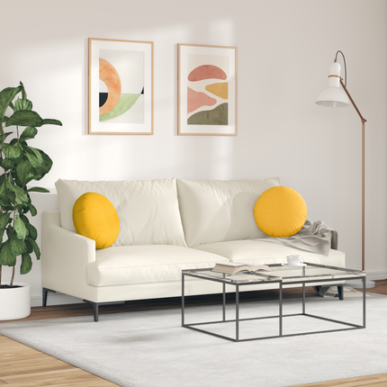 Sittkuddar 2 st Kordread tyg Ljusgul Ø 40 cm