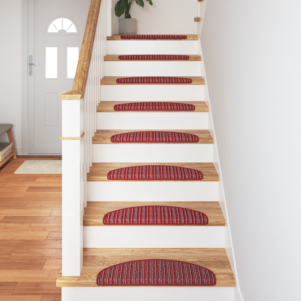 Självhäftande trappmattor 15 st 65 x 21 x 4 cm Non-Slip Röd