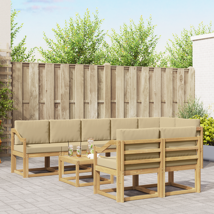Utomhussoffset 9 st Vit och Beige Polyester