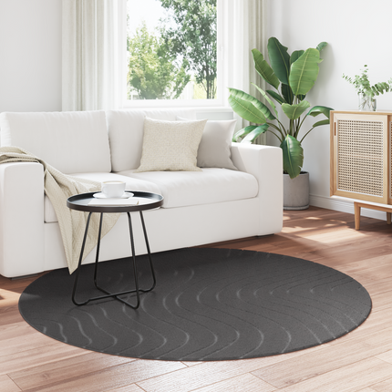 Områdesmattor Rund PALMERAS Antracit Ø 160 CM Polyester