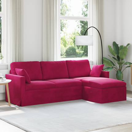 Soffa Vinröd 228 x 134 x 80 cm Sammet