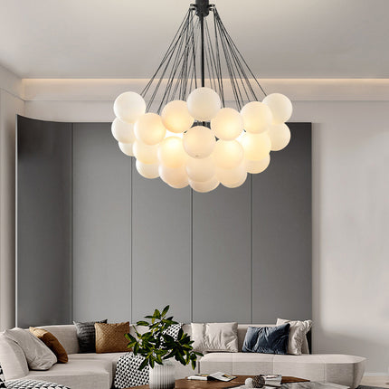 Creative Light Luxury Ball White Glass Bubble Post-modern Living Room Pendant Lamp
