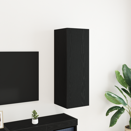 Vägg TV Skåp 30,5 x 30 x 90 cm Svart Ek Konstruerat trä