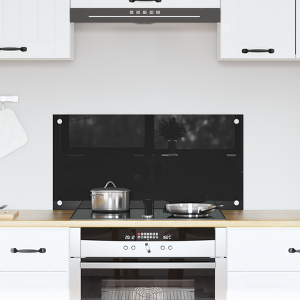 Köksskydd Svart 80 x 40 cm härdat glas