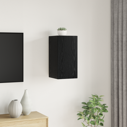 Vägg TV Skåp 30,5 x 30 x 60 cm Svart Ek Konstruerat trä