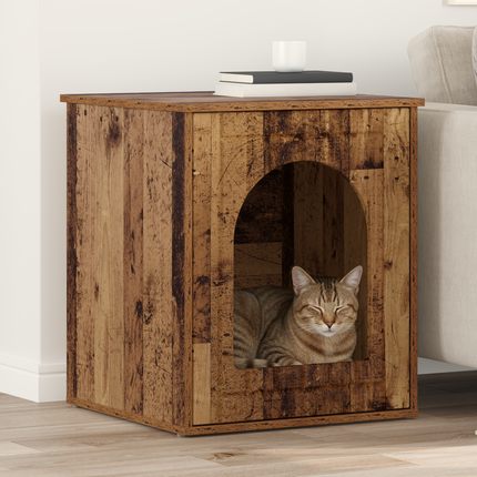 Katt hus Gammalt trä 53 x 52 x 62 cm Konstruerat trä