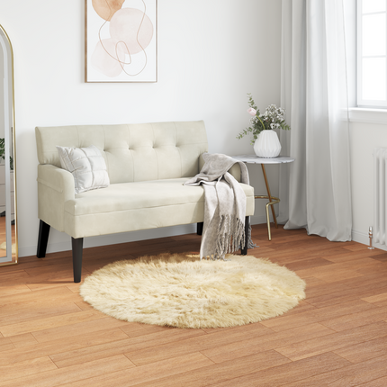 Fuskfäll matta TAFALLA Gräddvit Ø 120 cm Polyester