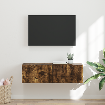 TV Vägghylla 98 x 31 x 29,5 cm Rökt ek Konstruerat trä