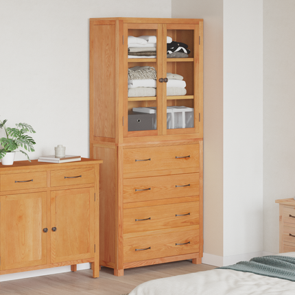 Förvaringsmöbelset 2 st Naturlig 80 x 35 x 185 cm Massivt Ekträ