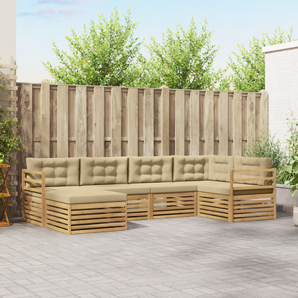 Utomhussoffset 6 st Vit och Beige Polyester