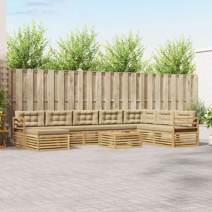 Utomhussoffset 9 st Vit och Beige Polyester