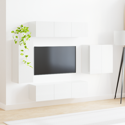TV väggskåp set 6 st Högblanka vita
