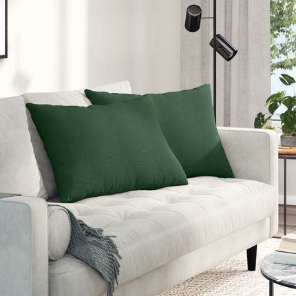 Sofakuddar 2 pcs Mörkgrön 70 x 50 cm Kordread tyg