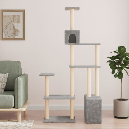 Kattträd med sisal klöspelare Ljusgrå 177,5 cm