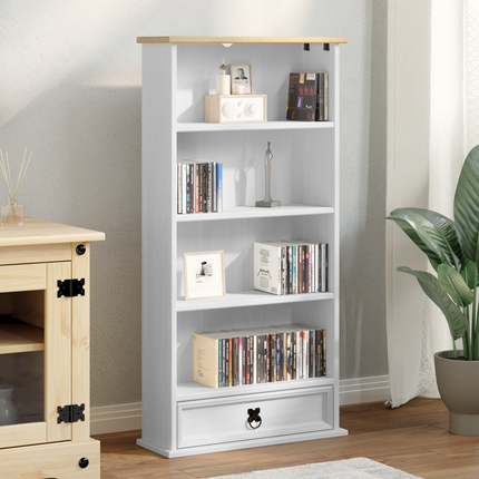 CD-skåp Vit 52 x 17,5 x 103 cm Massiv furu