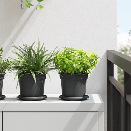 Rund Blomkruka 6 st Svart Ø 15 x 12 cm Plast