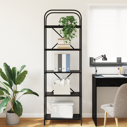 Hyllsystem 5 nivåer 60 x 30 x 183 cm Konstruerat trä Svart Ek