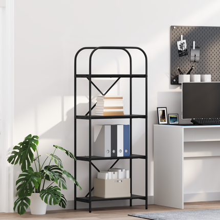 Hyllsystem 4 nivåer 60 x 30 x 146 cm Konstruerat trä Svart Ek