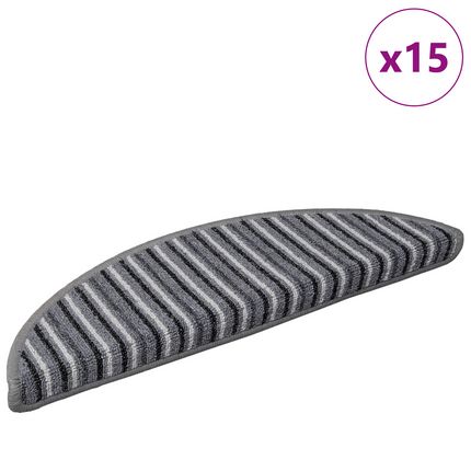 Självhäftande trappmattor 15 st 56 x 17 x 3 cm Non-Slip Grå