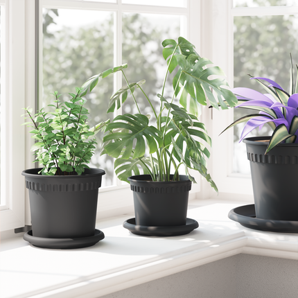 Rund Blomkruka 6 st Svart Ø 12,5 x 10 cm Plast