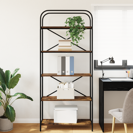 Hyllsystem 5 nivåer 80 x 30 x 183 cm Konstruerat trä Rökt ek