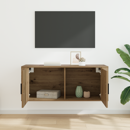 Väggmonterat TV-förråd 100 x 34,5 x 40 cm Artisan Ek