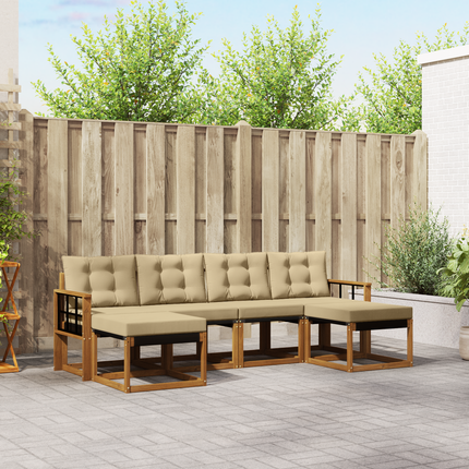Utomhussoffset 6 st Naturlig och Beige