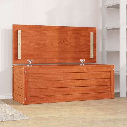 Förvaringslåda med dörr Vaxbrun 109 x 36,5 x 33 cm Massiv furu