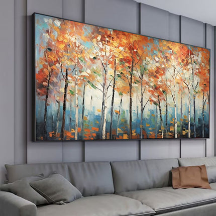 Handmade Oil Painting Canvas Wall Art Decoration Modern Autumn Maple Forest Landscape Home Living Room Decor Rolled Frameless Unstretched Painting