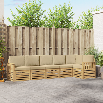 Utomhussoffset 6 st Vit och Beige Polyester